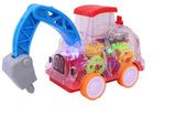 Toyshine Transparent Gear Moving Truck Construction Miniature Toy Friction Powered - Light and Ding Sound-1 Pc Design May Vary
