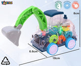 Toyshine Transparent Gear Moving Truck Construction Miniature Toy Road with Moving Parts Actions, Friction Powered - Light and Ding Sound