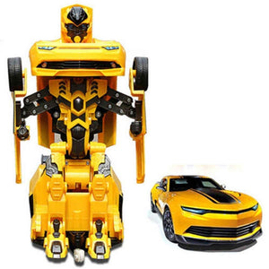 Toyshine 2-in-1 Transforming Robot Toy with Light Music and Bump and go Function, Yellow- C