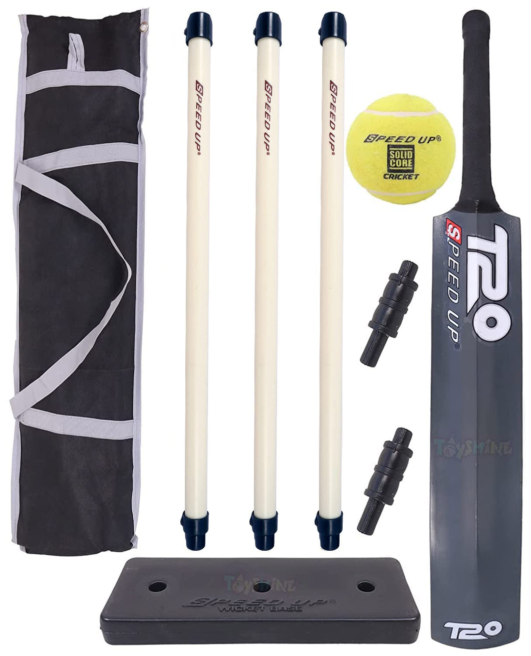 Toyshine Speed Up T-20 Combo Box Cricket Kit for Kids (Bat Size: 6, 6-12 yrs) Outdoor Sports Toy Gift for Boys Girls Picnic Fun - SSTP (Grey)
