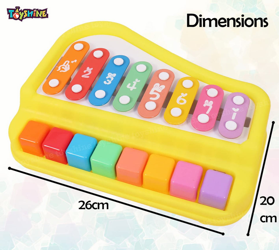 Toyshine 2 in 1 Baby Piano Xylophone Toy for Toddlers 1-3 Years Old, 8 Multicolored Key Keyboard Xylophone Piano, Preschool Educational Musical Learning Instruments Toy for Baby Kids Girls Boys