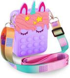 Toyshine Unicorn Shape Mini Shoulder Pop it Popit Purse Bag Fidget Toys for Girls, Sensory Silicone Fidget Gifts for Kids Girls Women- Multi 2