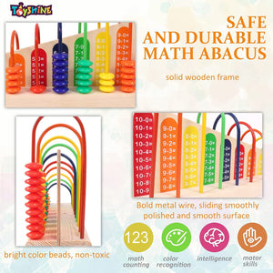 Toyshine Wooden Calculation Abacus Shelf for Counting, Addition and Subtraction, Math’s Learning Early Educational Kit Toy for Kids