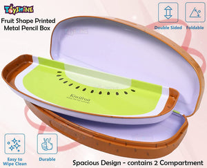 Toyshine Pack of 2 Fruit Shape Printed Shaped Matal Pencil Box for Kids - Fruit