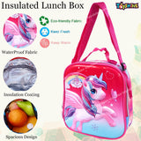 Toyshine Kids 20 inches Unicorn Backpack with Pencil Case and Lunch Box for Girls- Multicolour