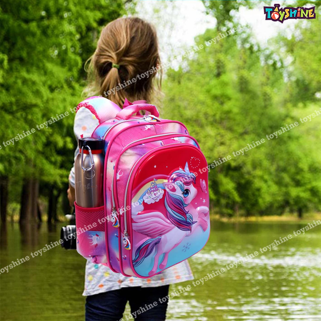 Toyshine Kids 20 inches Unicorn Backpack with Pencil Case and Lunch Box for Girls- Multicolour