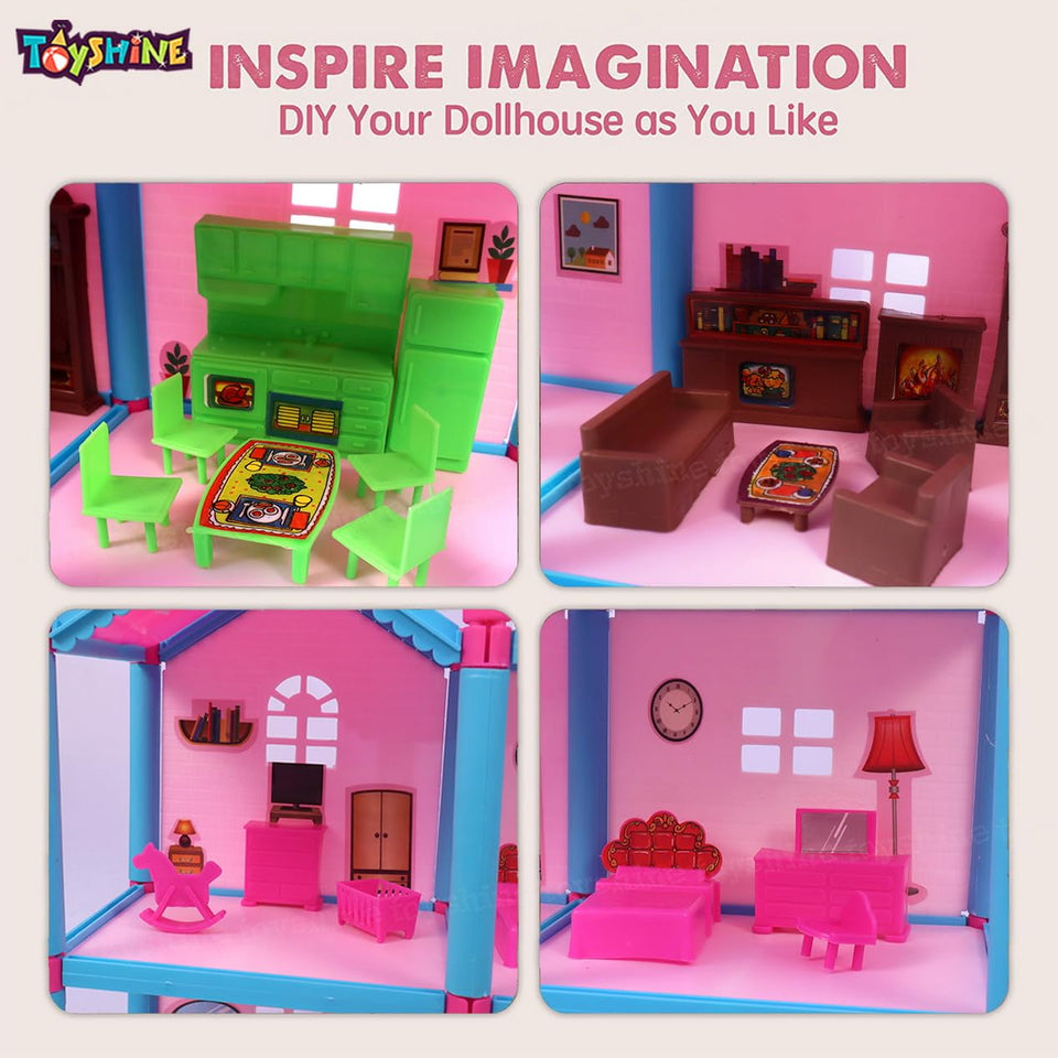 Toyshine DIY Doll House Creative Edition with Accessories Included (Multicolour, 108 Pieces)