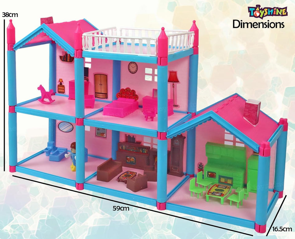 Toyshine DIY Doll House Creative Edition with Accessories Included (Multicolour, 108 Pieces)