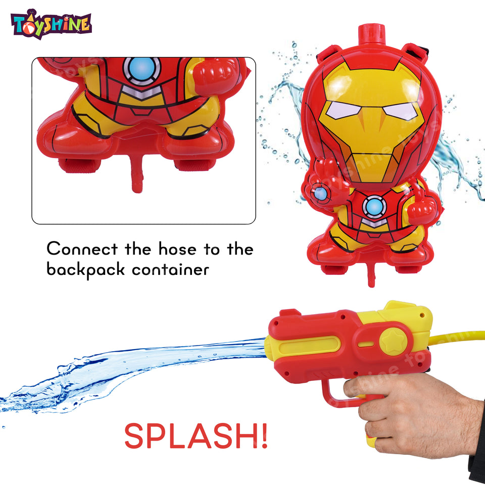 Toyshine Electric Holi Water Toy Gun 1-L Tank Capacity Rechargeable with Pressure Mechanism for Range Upto 10 FT for Kids Pool Beach Party Games and Outdoor Water Fun- Iron Red