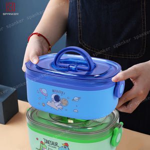 Spanker 800ML Space Theme Stainless Steel Insulation Portable BPA Free Leak-Proof Lunch Box with Spoon Bento Box for Kid Adult Student Children