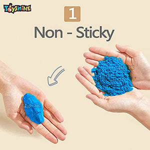 Toyshine 1 Kg Creative Sand for Kids with Free 8 pcs Castle Molds 1 Bonus Mold | Kids Activity Toy Soft Sand Clay - Blue
