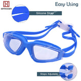 Spanker Zone Design Swim Goggles with Ear Plugs, UV Protection No Leaking Anti Fog Lens Swimming Glasses for Adult Women Men and Youth , Blue SSTP