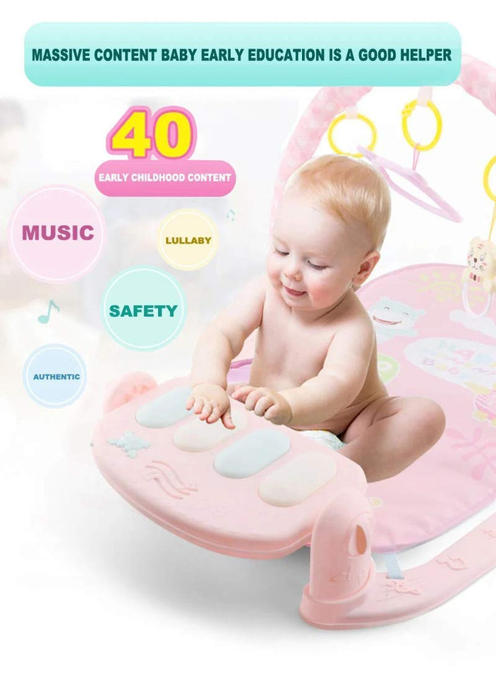 Toyshine 3 in 1 Baby Playmat Piano Carpet Gym Toy - Pink