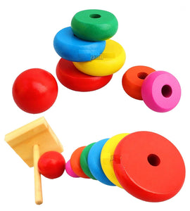 Toyshine Mini Wooden Rainbow Stacker, Toddler Learning Toy, Non-Toxic, Educational Fun for Kids – Boys and Girls Stacking Rings Set
