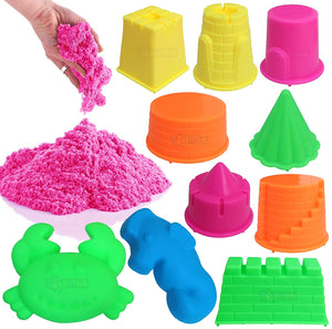 Toyshine 1 Kg Creative Sand for Kids with Free 8 pcs Castle Molds 1 Bonus Mold | Kids Activity Toy Soft Sand Clay - Pink