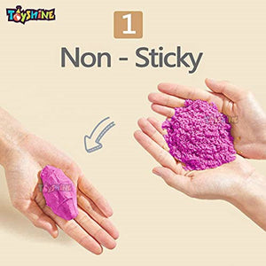Toyshine 1 Kg Creative Sand for Kids with Free 8 pcs Castle Molds 1 Bonus Mold | Kids Activity Toy Soft Sand Clay - Pink