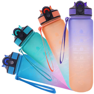 Spanker Combo of 4 You Did It Motivational Leakproof Water Bottle | Time Marker | BPA Free | Fitness Sports Water Bottle