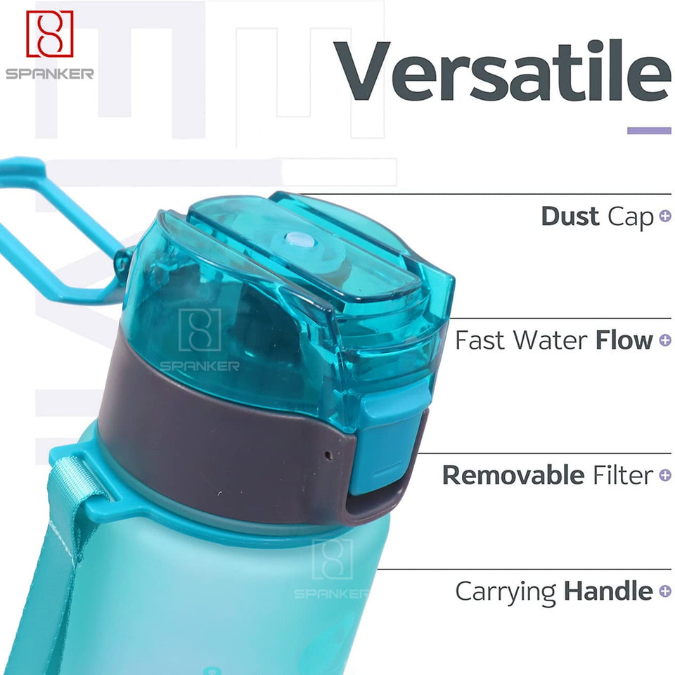 Spanker Fitzlife Motivational Leakproof Water 1000 ML, BPA Free Fitness Sports Water Bottle, Green Purple SSTP