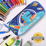 Toyshine EVA Space Dino Hardtop Pencil Case with Multiple Compartments - Kids School Supply Organizer Students Stationery Box - Girls Pen Pouch- Dark Blue