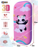 Toyshine Cute Panda Hardtop Pencil Case with Multiple Compartments - Kids School Supply Organizer Students Stationery Box - Girls Pen Pouch- Pink
