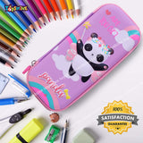 Toyshine Cute Panda Hardtop Pencil Case with Multiple Compartments - Kids School Supply Organizer Students Stationery Box - Girls Pen Pouch- Purple