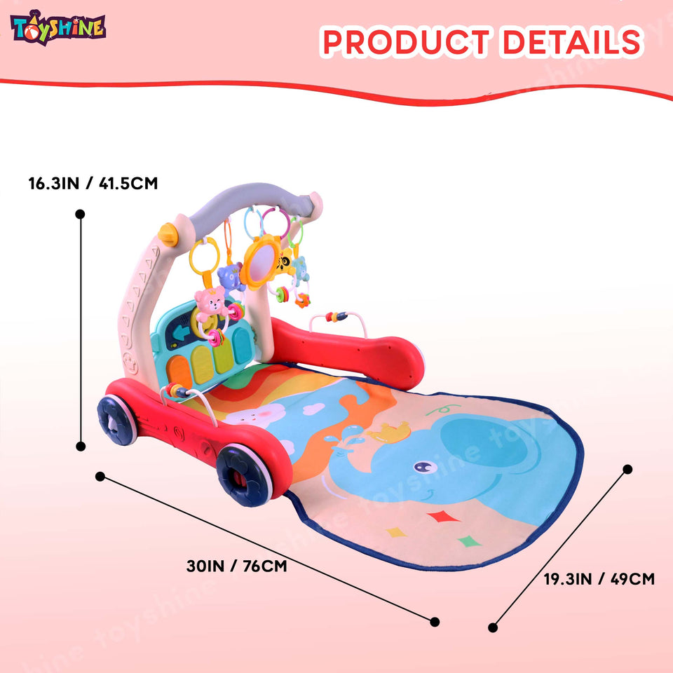 Toyshine 2 in 1 Musical Piano Rack Cum Walker Baby Gym Play mat Activity Center Toy for Newborn to Toddler Early Dvelopment