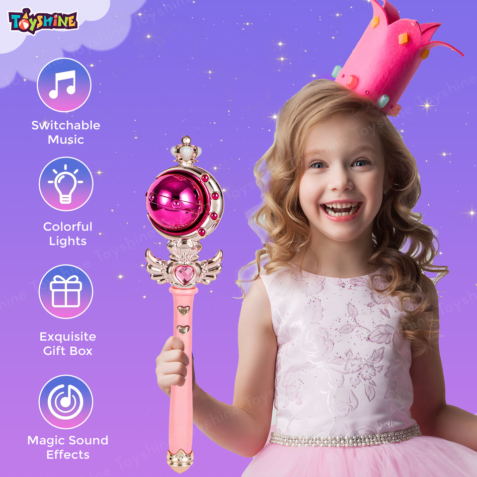 Toyshine Princess Fairy Magic Wand Moon Styling Stick Flashing Toy with Music and Light for Kids - L