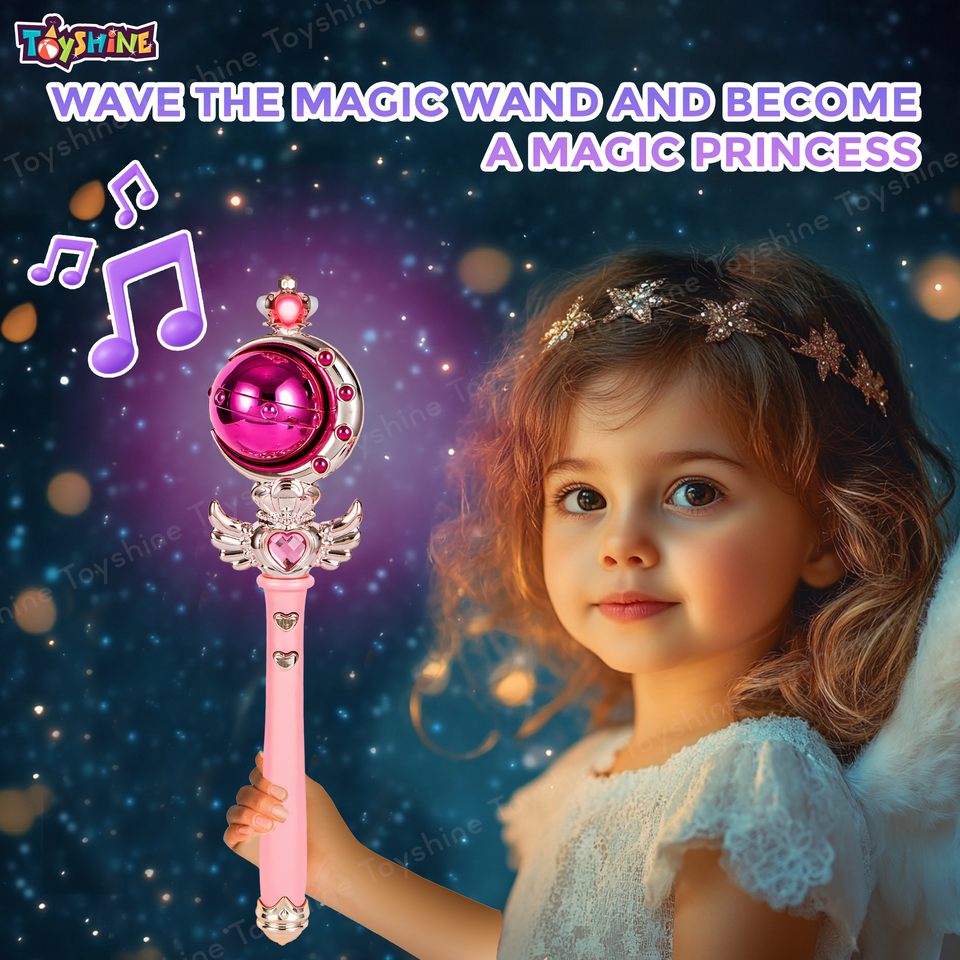 Toyshine Princess Fairy Magic Wand Moon Styling Stick Flashing Toy with Music and Light for Kids - L