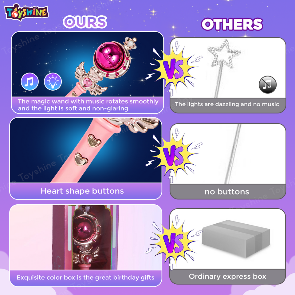 Toyshine Princess Fairy Magic Wand Moon Styling Stick Flashing Toy with Music and Light for Kids - L