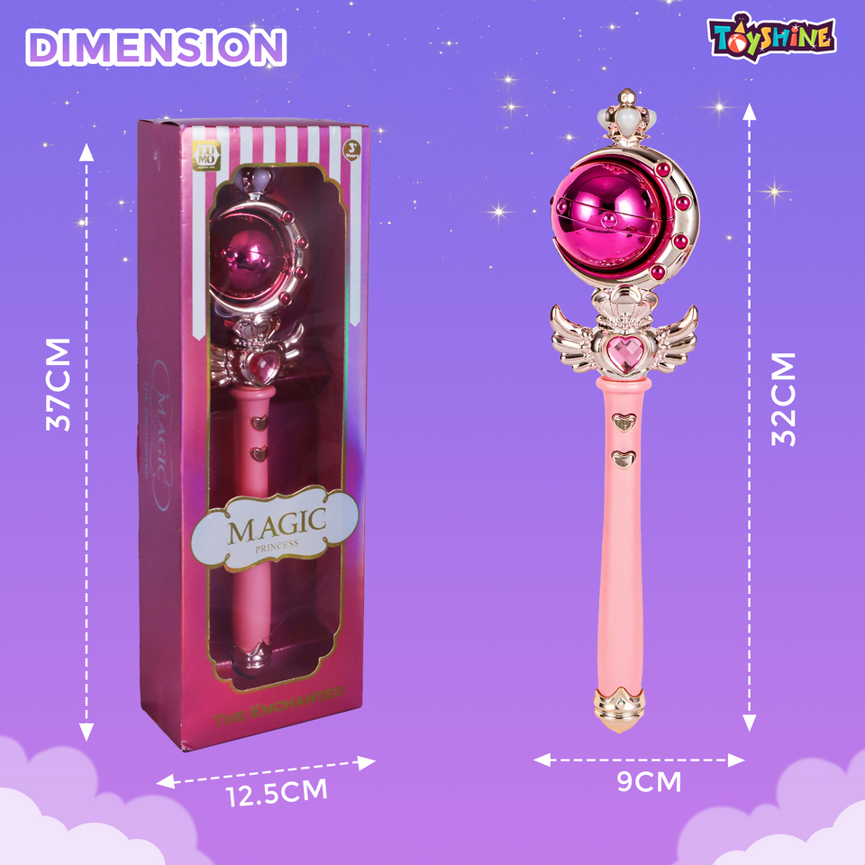 Toyshine Princess Fairy Magic Wand Moon Styling Stick Flashing Toy with Music and Light for Kids - L