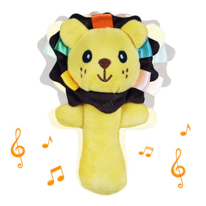 Toyshine Soft Baby Rattle Plush Stuffed Animal Hand Rattle for Toddlers Girls Boys Infant Toys - Lion