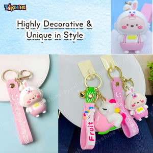 Toyshine 6 Pc Cute keychain Kawaii Cartoon Keychains with Holder Accessories, Backpack Car Key Chain for Boy Girl -Model C