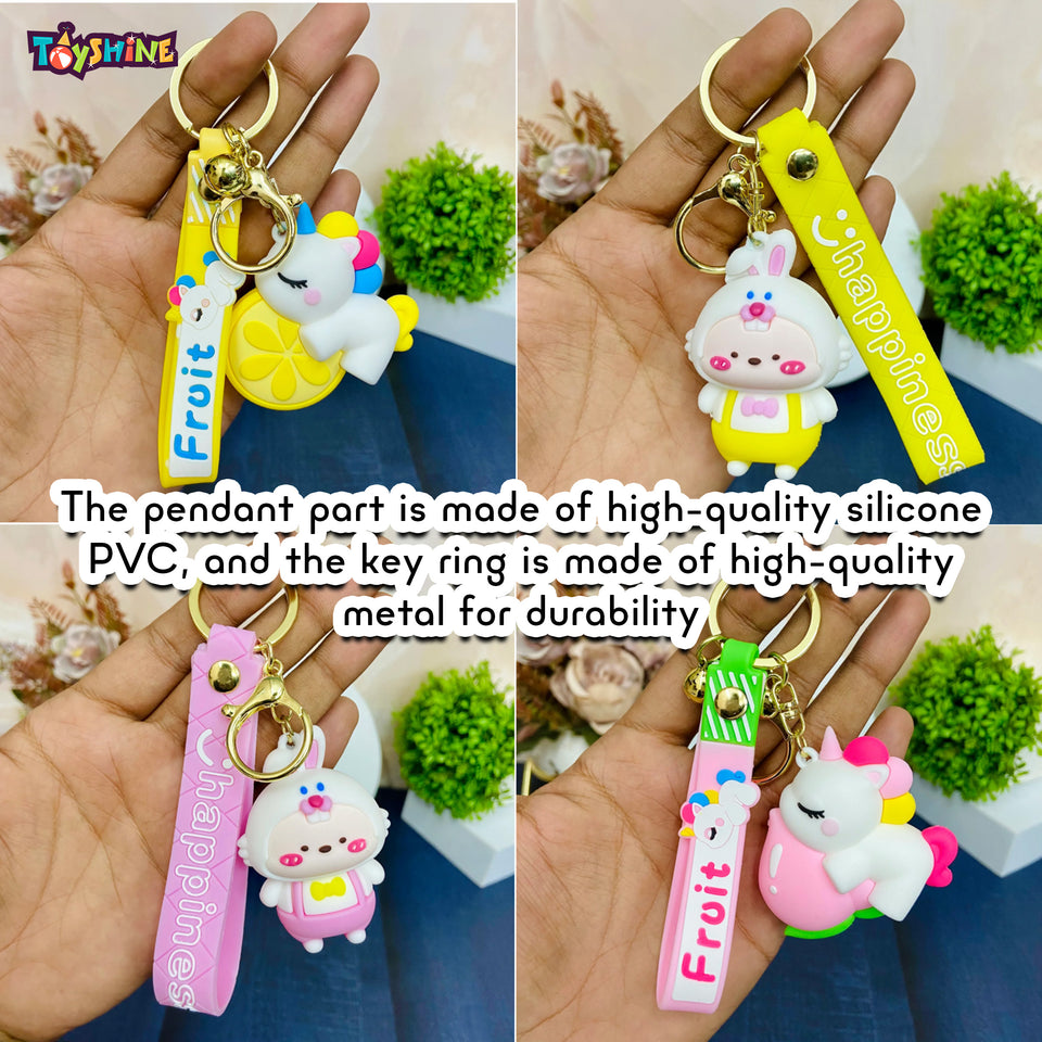 Toyshine 6 Pc Cute keychain Kawaii Cartoon Keychains with Holder Accessories, Backpack Car Key Chain for Boy Girl -Model C