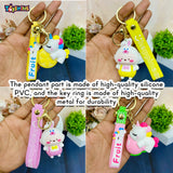 Toyshine 6 Pc Cute keychain Kawaii Cartoon Keychains with Holder Accessories, Backpack Car Key Chain for Boy Girl -Model C