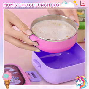 Spanker ‎750 ML Unicorn Theme Portable Leak-Proof BPA-Free Dishwasher Safe Stainless Steel Air-Tight Bento Box with Spoon for Toddlers Preschoolers - Pink