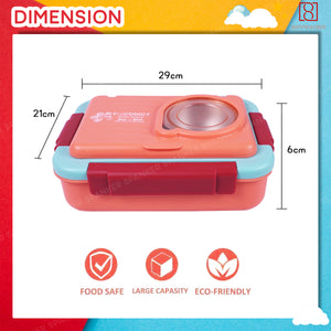 Spanker 1050ML Stainless Steel Insulation BPA Free Leak-Proof 5 Compartment Lunch Box with 3 pc Cutlery Bento Box for Kid Adult Student Children - Orange