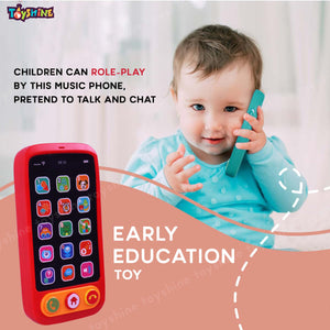 Toyshine Battery Operated Cell Phone Toy with 15 Touch Buttons inbuilt Functions and Dazzling Lights Musical Melodies Animal Sounds and Number Learning for 4+ Kids and Older - Multicolor