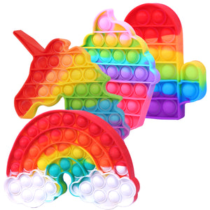 Toyshine Pack of 4 Rainbow, Unicorn, Ice Cream, Cactus - Fidget Popping Sounds Toy