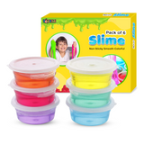 Toyshine Pack of 6 DIY Non Sticky Smooth Colorful Water Glossy Slime Set Stress Anxiety Relief Toy for Kids Party Favor - Multicolor
