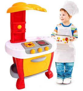 Toyshine Kitchen Set Toy with Music and Lights,Orange (Toy Utencils Not Included) (TS-2022)