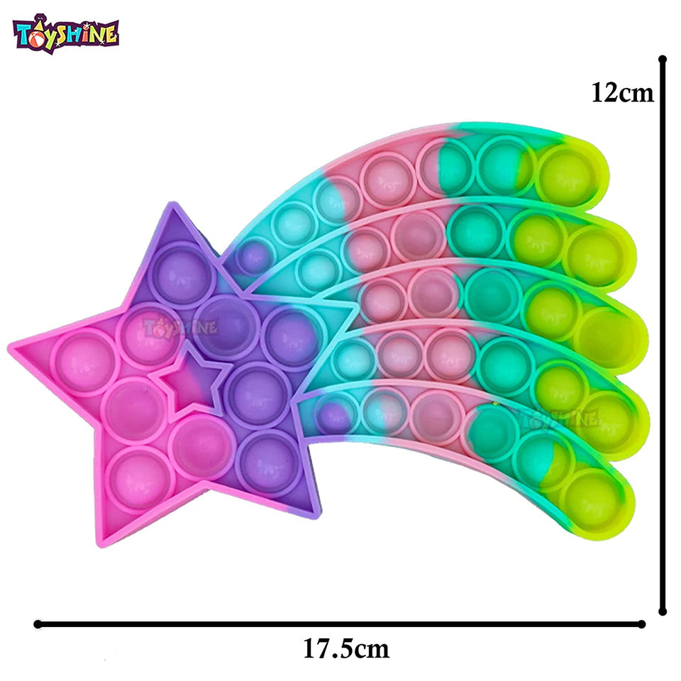 Toyshine Pack of 1- Shooting Star- Fidget Popping Sounds Toy, BPA Free Silicone, Push Bubbles Toy for Autism Stress Reliever, Sensory Toy Pop It Toy (TS-2022)
