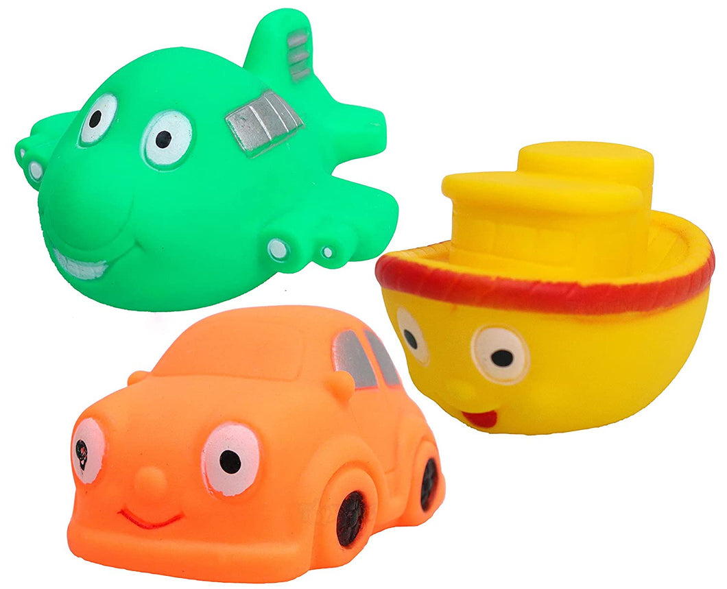 Toyshine Squeezy Vehicle Shaped Premium Quality Bath time and Playtime Toys for Infants - Made in India (TS-2022)