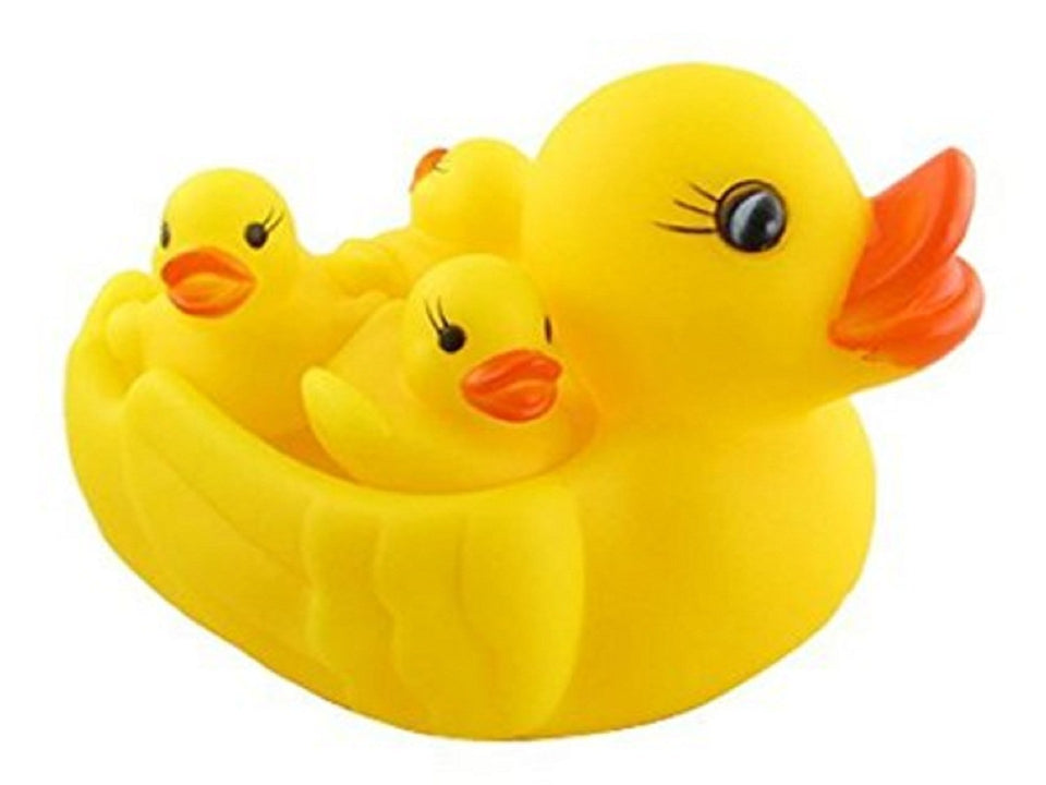 Toyshine Squeezy Chu Chu Ducks, Duck Family, Bath Toy with Sound, Rubber Toy, Set of 3