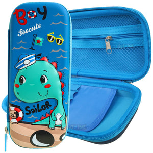 Toyshine Boy Dino Hardtop Pencil Case with Multiple Compartments - Kids School Supply Organizer Students Stationery Box - Girls Pen Pouch