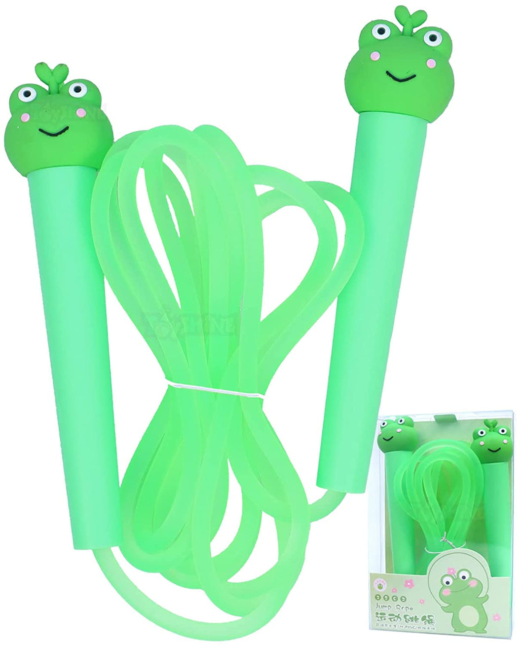 Toyshine Kids Skipping Rope Jump Rope, 6.5 ft Adjustable PVC Skipping Rope for Boys and Girls Fitness, Frog- Green (TS-2022)