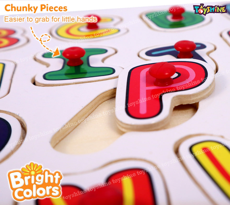 Toyshine Wooden ABC Letters Puzzle Toy, Educational and Learning Toy for Kids