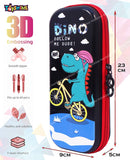 Toyshine Follow Me Dude Dinosaur Hardtop Pencil Case with Multiple Compartments Stationery Box