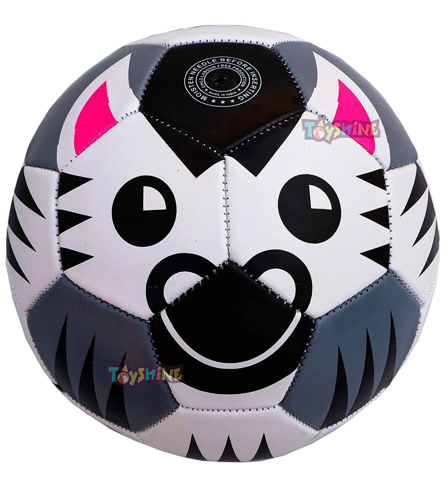 Toyshine Synthetic Leather Edu-Sports Zebra Football Soccer Educational Toy Ball for 4-8 Years Kids (White, Black, Size 3)