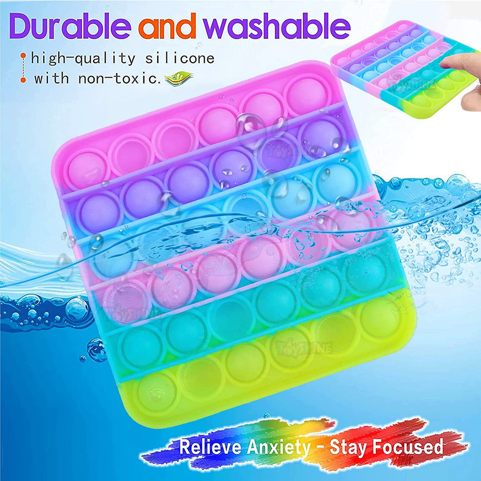 Toyshine Pack of 1 - Square, Pop Bubble, Fidget Popping Sounds Toy, BPA Free Silicone, Push Bubbles Toy for Autism Stress Reliever, Sensory Toy - Light Color Pop It Toys