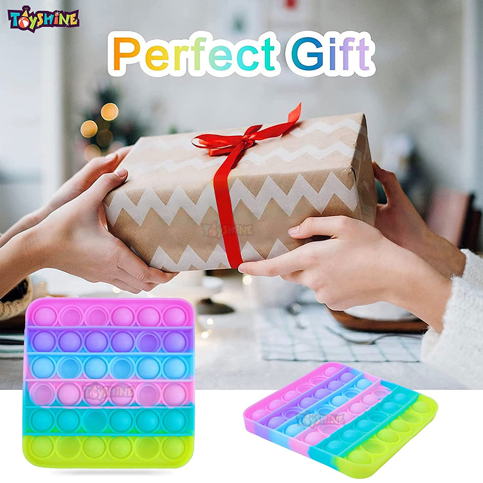 Toyshine Pack of 1 - Square, Pop Bubble, Fidget Popping Sounds Toy, BPA Free Silicone, Push Bubbles Toy for Autism Stress Reliever, Sensory Toy - Light Color Pop It Toys